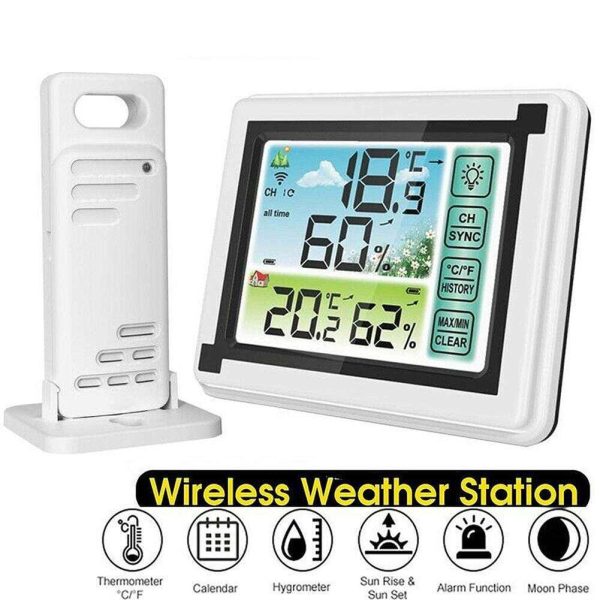 1-to-1 Indoor Outdoor Wireless Thermometer Weather Station Clock Cheap