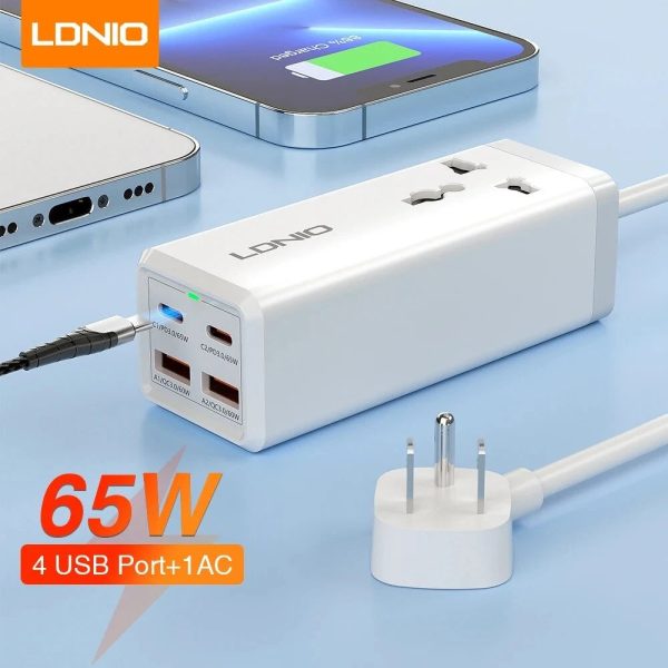 LDNIO 65W USB C Charger 4 Ports USB Output Desktop Power Strip For Laptop Macbook 1pad Camera Cell Phone Fast Charge Charger For Cheap