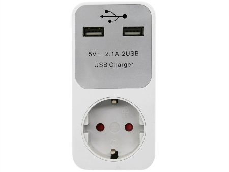 16A 3680W Dual USB Port EU Plug Socket Outlet Power Adapter Converter 230V Online now