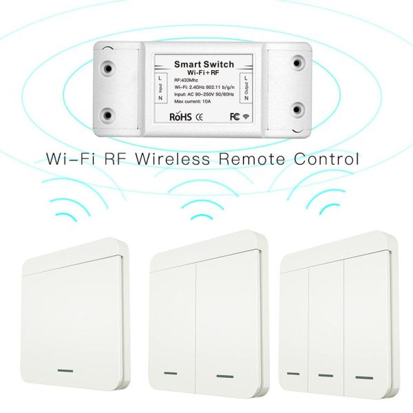 Mouehouse RF433 + WiFi DIY Smart Switch Module RF433 Remote Control for Smart Automation Smart Life Tuya Work with Alexa and Google Home For Sale