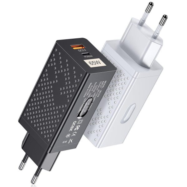 USLION PD 65W GaN Dual Port Type-C USB-A PD3.0 QC3.0 Fast Charging Wall Charger Adapter Online Sale