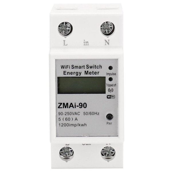 ZMAI-90 220V 110V AC 50Hz 60hz Tuya APP Single Phase Din Rail WIFI Smart Energy Meter Power Consumption kWh Meter Wattmeter Online