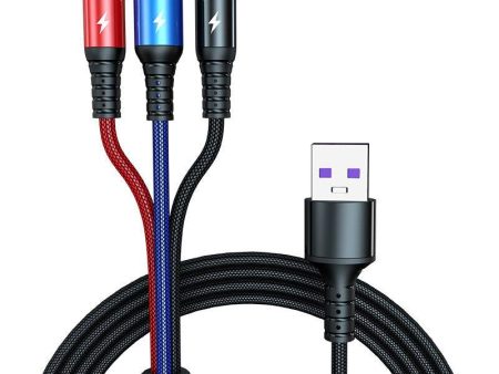 5A USB-A to iP Type-C Micro USB Cable Support Huawei Super Fast Charge VOOC&Dual Engine Flash Charge Fast Charging Data Transmission Copper Core 1.2M Long for Huawei Mate50 for iPhone 13 14 14 Pro 14 Pro Max for Xiaomi 13pro for Samsung Galaxy S23 For Cheap