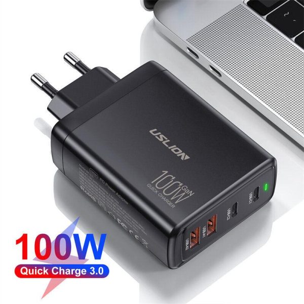 USLION 100W 4-Port USB PD Charger 2USB-A+2USB-C QC3.0 PD3.0 SCP FCP PPS For Cheap