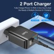 USLION 65W 2-Port USB PD Charger Dual 33W USB-A PD3.0 QC3.0 Supply