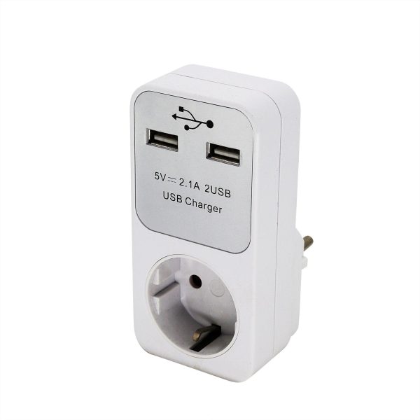 16A 3680W Dual USB Port EU Plug Socket Outlet Power Adapter Converter 230V Online now