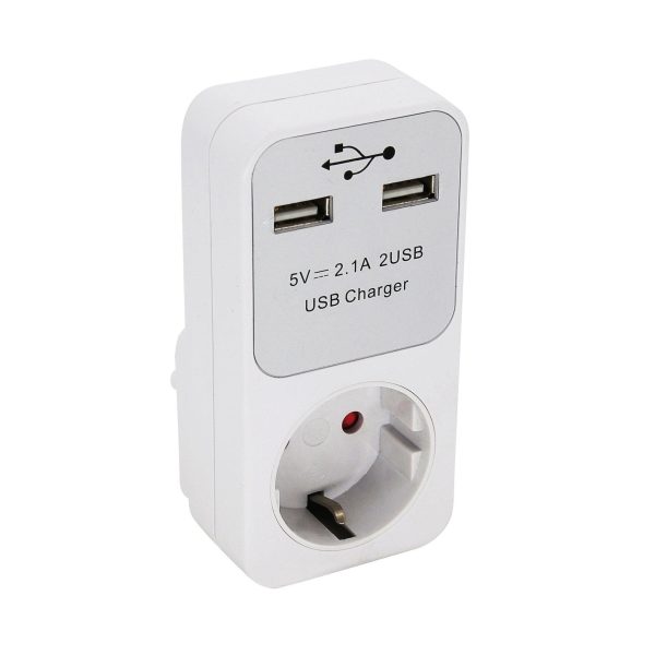 16A 3680W Dual USB Port EU Plug Socket Outlet Power Adapter Converter 230V Online now