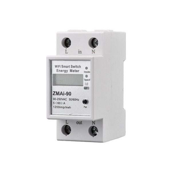 ZMAI-90 220V 110V AC 50Hz 60hz Tuya APP Single Phase Din Rail WIFI Smart Energy Meter Power Consumption kWh Meter Wattmeter Online