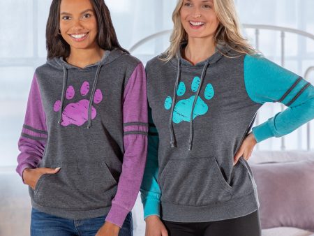 Purple Paw Stripe Burnout Pullover Hoodie For Sale