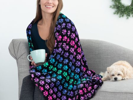 Super Cozy™ Fleece Paw Print Throw Blanket For Discount