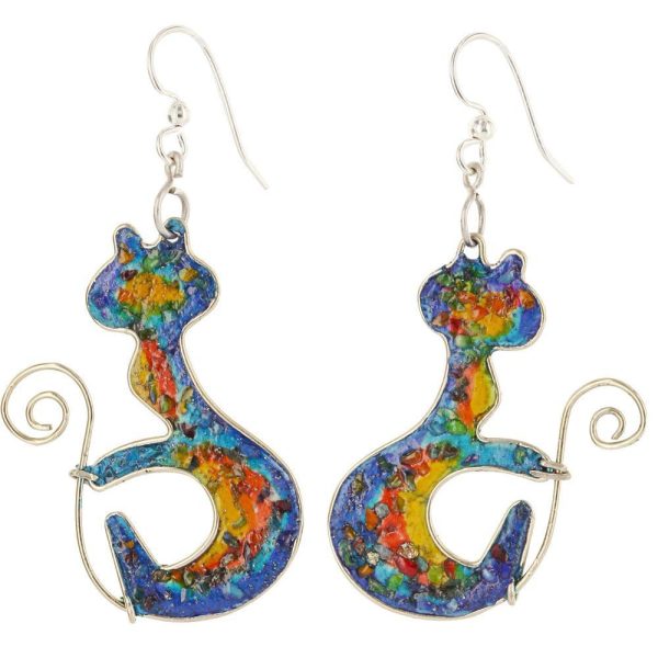 Curled Rainbow Kitty Gemstone Array Earrings Sale