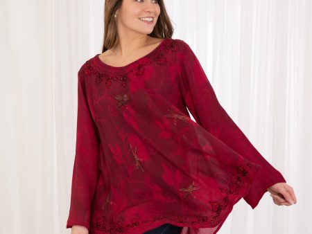 Scarlet Dragonfly Long Sleeve Tunic | Fair Trade Discount