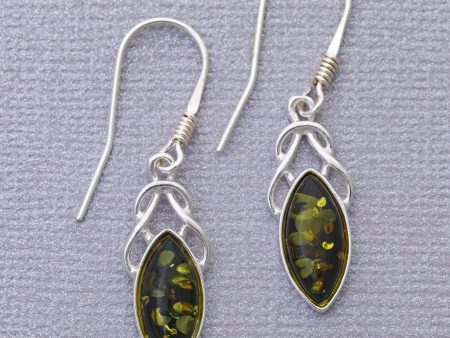 Green Amber Celtic Earrings Online Sale