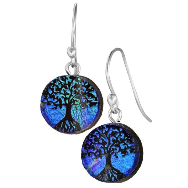 Dichroic Glass Tree Of Life Earrings Hot on Sale