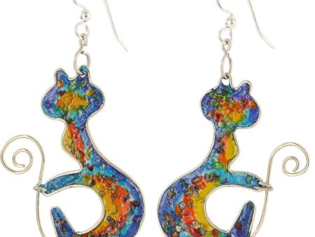 Curled Rainbow Kitty Gemstone Array Earrings Sale