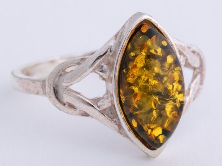 Green Amber Celtic Ring - North South Supply