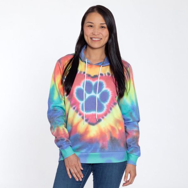 Purple Paw Tie-Dye Lightweight Pullover Hoodie Online Hot Sale